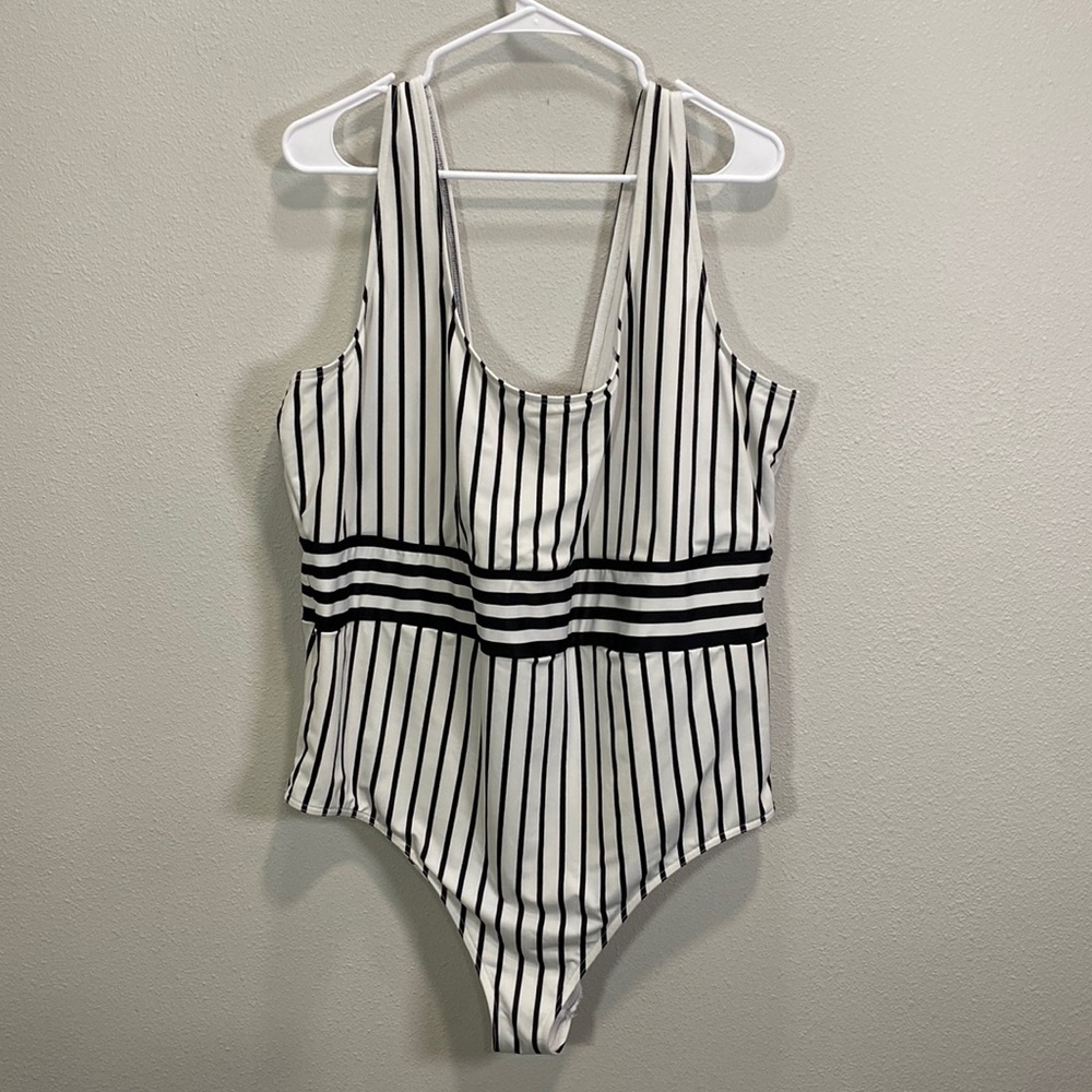 ASOS‎ Mono stripe black white swimsuit